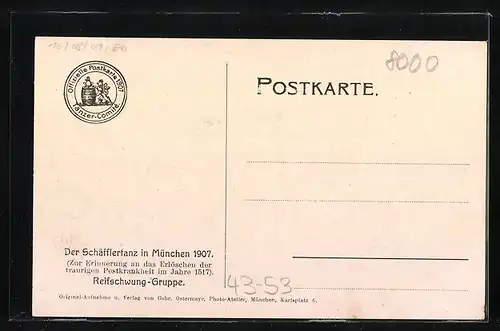 Künstler-AK München, Schäfflertanz 1907 - Reifschwung-Gruppe
