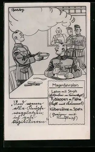 Künstler-AK Ferdinand Barlog: Soldaten essen in der Kantine