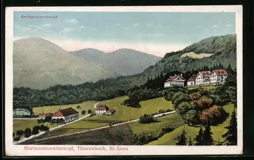 AK Thierenbach, Ortspartie mit St. Anna und Hartmannsweilerkopf