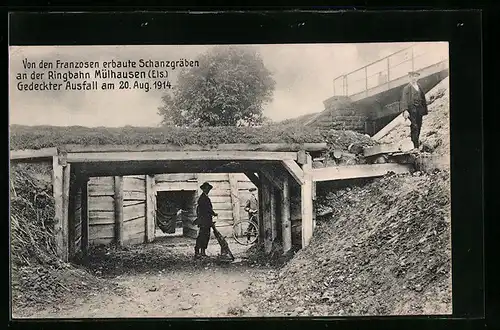 AK Mülhausen, Franz. Schanzgräben an der Ringbahn 1914