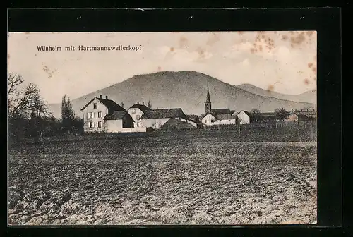 AK Wünheim, Ortspartie mit Hartmannsweilerkopf