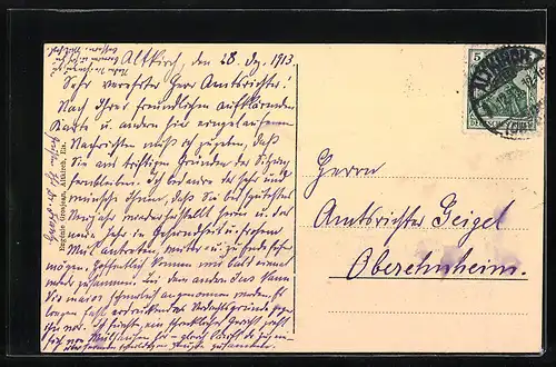 AK Altkirch /Elsass, Panorama mit Kirche