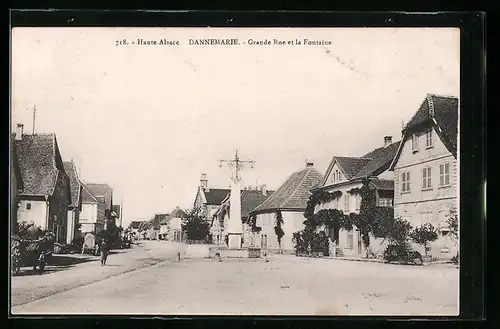 AK Dannemarie /Haute-Alsace, Grande Rue et la Fontaine