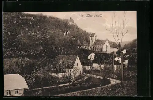 AK Ptirt /Oberelsass, Ortsansicht mit Kirche aus der Vogelschau