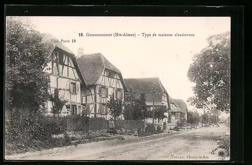 AK Gommersdorf, Type de maisons Alsaciennes