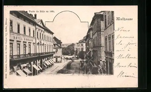 AK Mulhouse, Porte de Bale en 1860