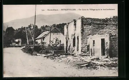 AK Bitschwiller, Un Coin du Village après le bombardement