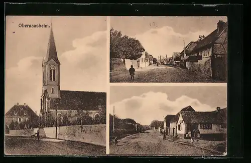 AK Obersaasheim, Ortsansicht mit Kirche