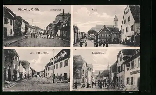 AK Rixheim i. O.-Els., Langgasse, Platz, Alte Webergasse