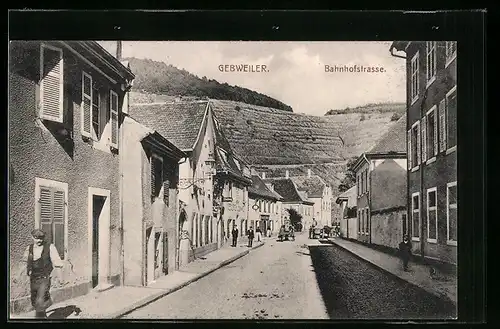 AK Gebweiler, Blick in die Bahnhofstrasse