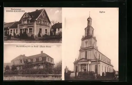 AK Burnhaupt-les-Bas, Restaurant Weiss-Kroener, Eglise