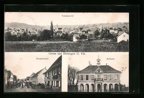 AK Hirsingen i. O.-Els., Hauptstrasse, Rathaus