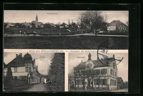 AK Altmünsterol, Totalansicht, Rathaus, Post