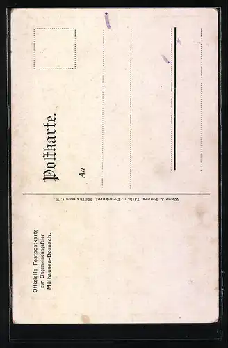 Künstler-AK Mülhausen-Dornach, Feier zur Eingemeindung 1914