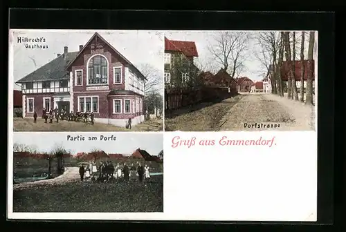 AK Emmendorf, Hilbrecht`s Gasthaus, Dorfstrasse, Partie am Dorfe