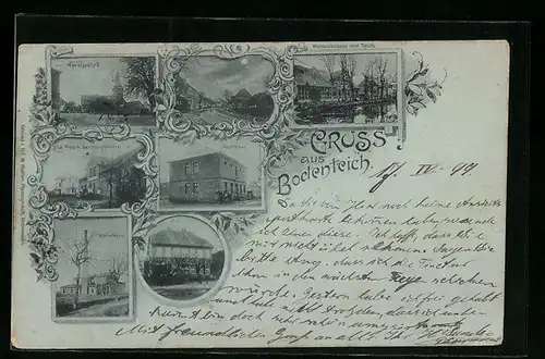Mondschein-AK Bodenteich, Stärkefabrik, Poorthaus, Villa Prösch u. Molkerei