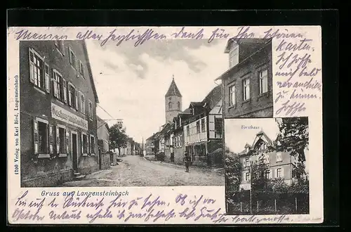 AK Langensteinbach, Strassenpartie mit Gasthaus zum goldenen Ochsen, Forsthaus