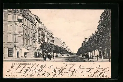 AK Strassburg i. E., Blick in die Vogesenstrasse