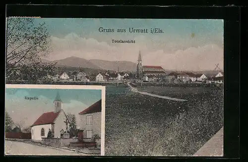 AK Urmatt i. Els., Kapelle, Ortsansicht