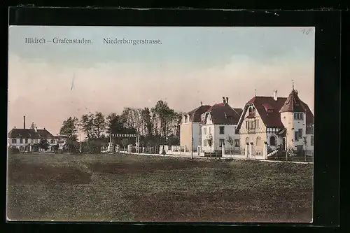 AK Illkirch-Grafenstaden, Niederburgerstrasse mit Villen