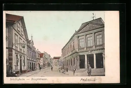 AK Schiltigheim, Hauptstrasse mit Postamt