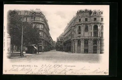 AK Strassburg i. Els., Strassenpartie in der Münstergasse