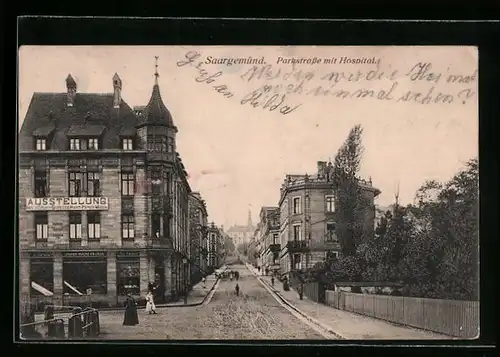 AK Saargemünd, Parkstrasse mit Hospital