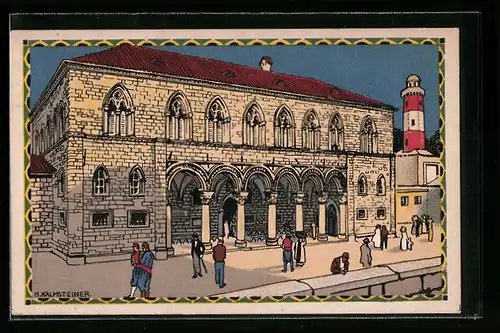 Künstler-AK H. Kalmsteiner: Wien, Österreichische Adria Ausstellung 1913, Ragusa Rektorenpalast