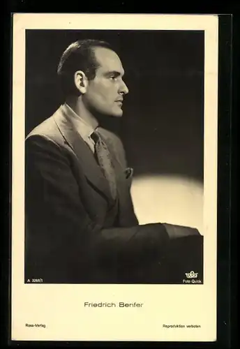 AK Schauspieler Friedrich Benfer, Seitenprofil