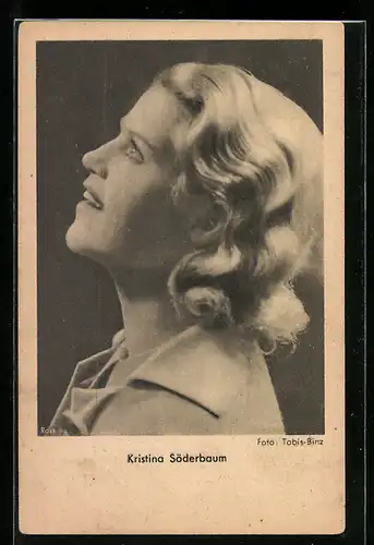 AK Schauspielerin Kristina Söderbaum lächelnd im Profil nach oben blickend