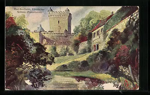 Künstler-AK Bad Bentheim, fürstliches Schloss, Pulverturm