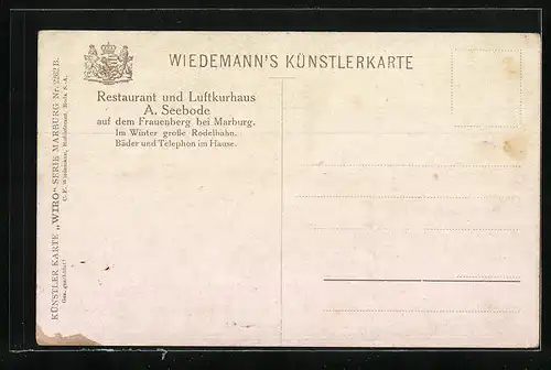 AK Marburg / Lahn Ortspartie mit Restaurant Frauenberg