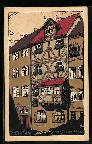 Steindruck-AK Nürnberg, Hans Sachs Haus