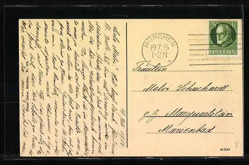 AK München, Nornenbrunnen und Strassenbahn