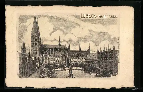 AK Lübeck, Marktplatz mit Kirche