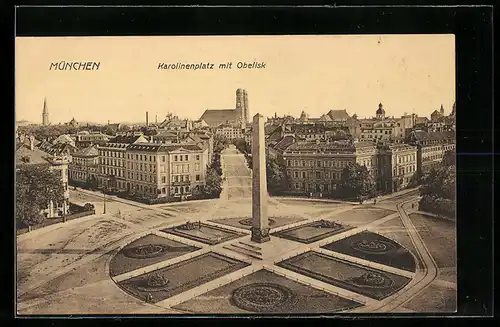 AK München, Karolinenplatz mit Obelisk