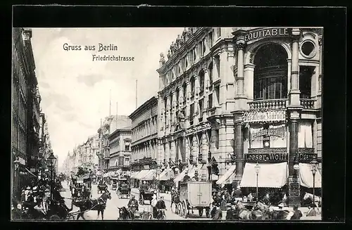 AK Berlin, Friedrichstrasse, Strassenpartie