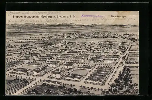 AK Stetten a. k. M., Truppenübungsplatz mit Barackenlager