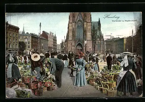 AK Hamburg, Vierländer a. Hopfenmarkt