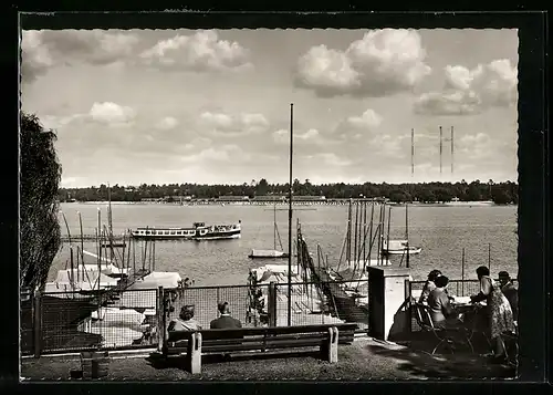 AK Berlin-Wannsee, Blick von Heckeshorn auf Strandbad Wannsee