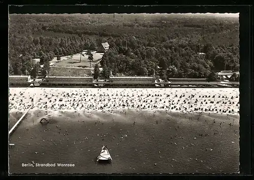 AK Berlin-Wannsee, Strandbad aus der Vogelschau
