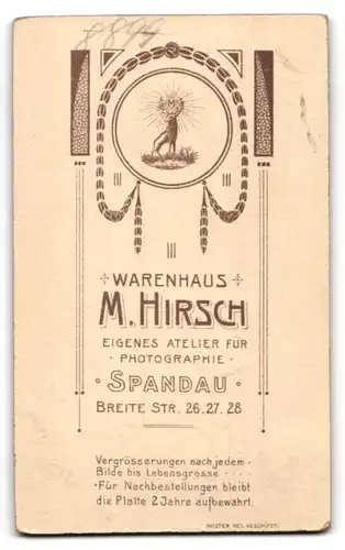 Fotografie M. Hirsch, Spandau, Breitestr. 26-28, Kleines Kind im weissen Kleid