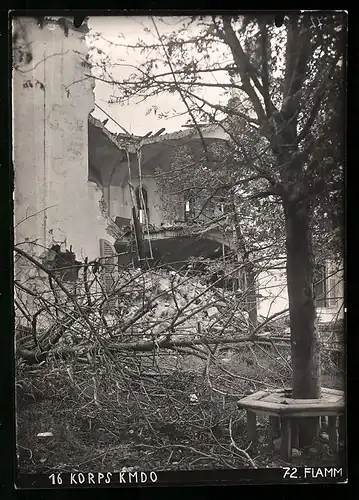 Fotografie 1.WK, Ansicht Görz / Gorizia, das zerschossene Kloster von Monte Santo