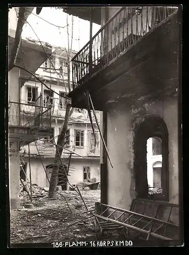 Fotografie Ansicht Görz / Gorizia, Via della Caserna 9, zerschossene Häuser, 1.WK