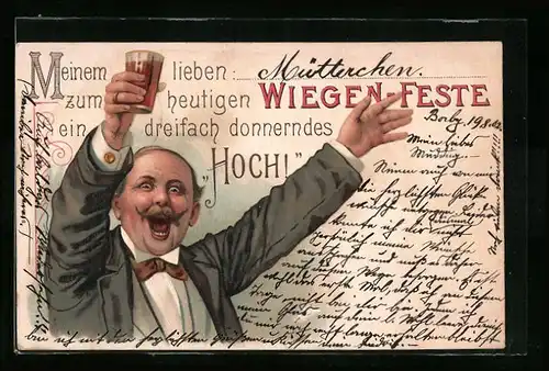 Lithographie ...zum heutigen Wiegenfeste ein dreifach donnerndes Hoch!