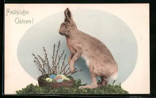 AK Osterhase mit seinem Körbchen