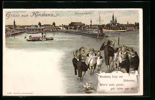 AK Konstanz, Froschchor singt vor der Hafeneinfahrt
