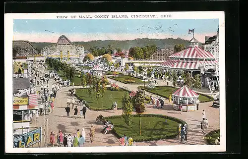 AK Cincinnati, OH, Coney Island, View of Mall, Volksfest