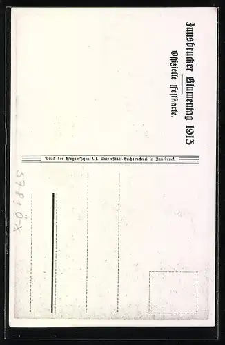 Künstler-AK Innsbruck, Blumentag 1913, Älpler mit Kranz aus Edelweiss