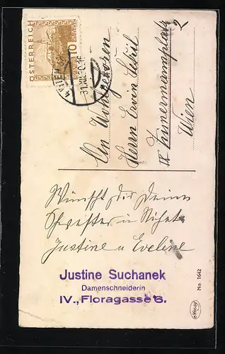 AK Schornsteinfeger mit Leiter und Stechpalmenzweigen